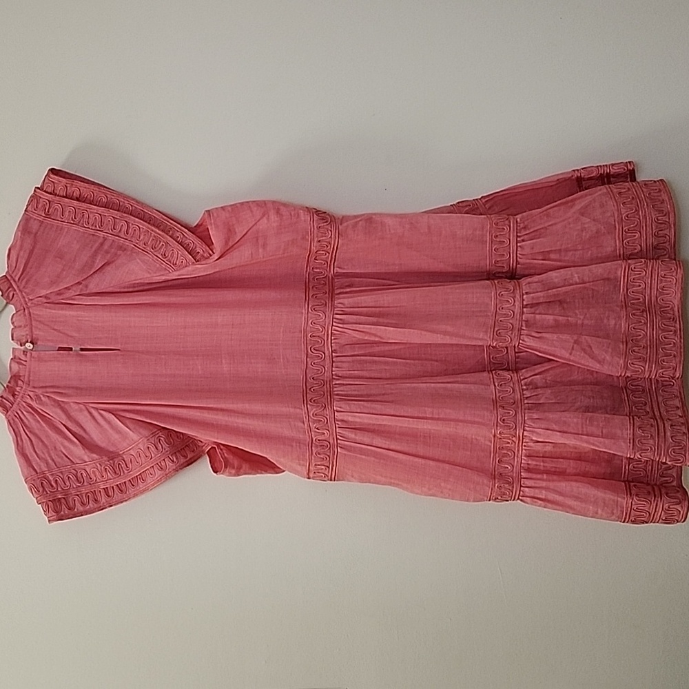 Veronica Beard Preppy Keely Tiered Ramie Mini Dress Size 10 Barbiecore - Picture 6 of 16
